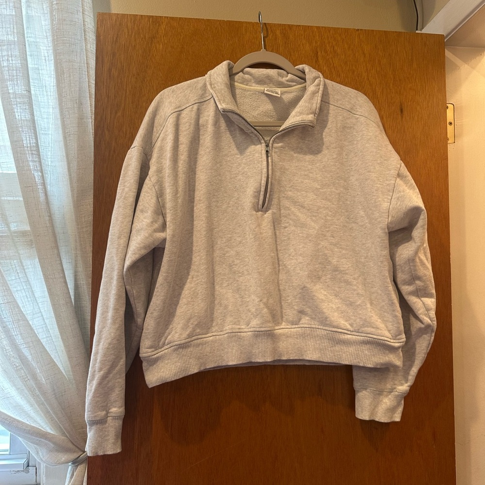 PINK Victoria's Secret Light Gray Quarter-Zip Sweater